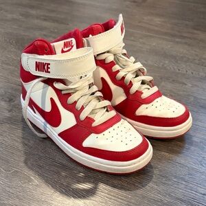 Nike Court Borough Mid Kids Red and White Sneakers